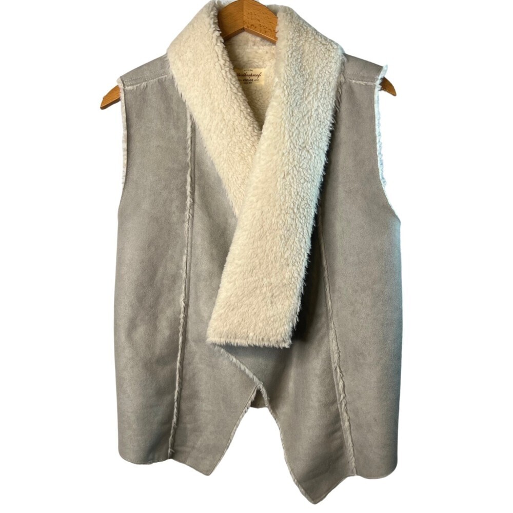 Weatherproof Vintage Faux Suede Faux Sherpa‎ Lined Vest Womens Med